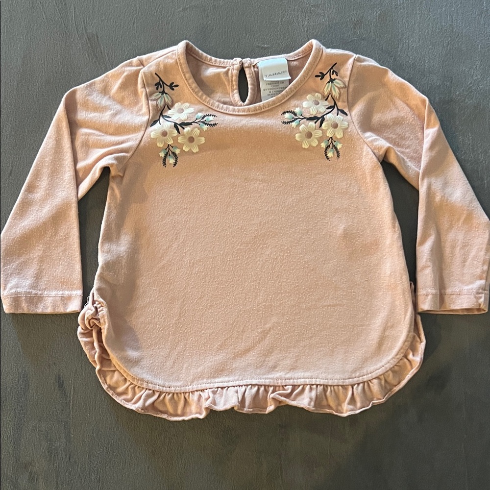 Toddler Long Sleeve Floral Tee in Mauve